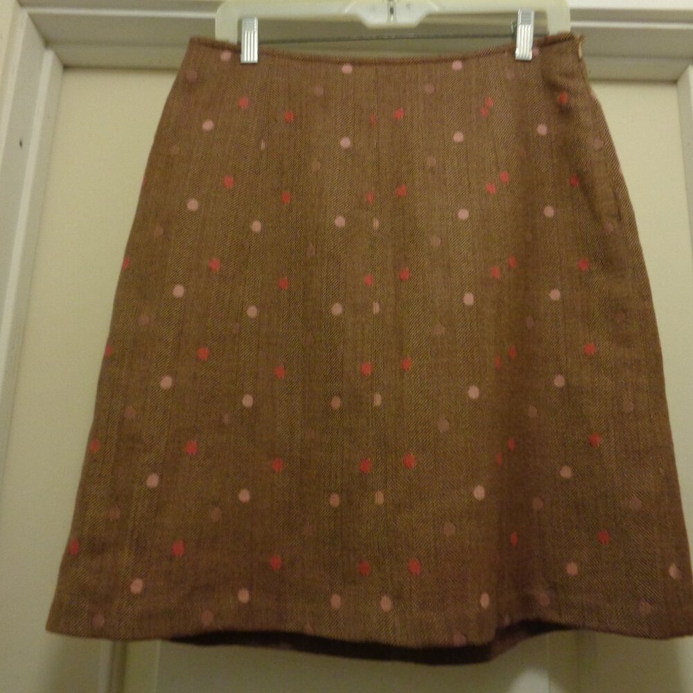 CLASSIC GIRL QUIET LUXURY Garfield Marks WOOL HERRINGBONE & DOTS PENCIL SKIRT 6